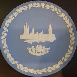 1974 Christmas Blue Jasperware Wedgwood Plate